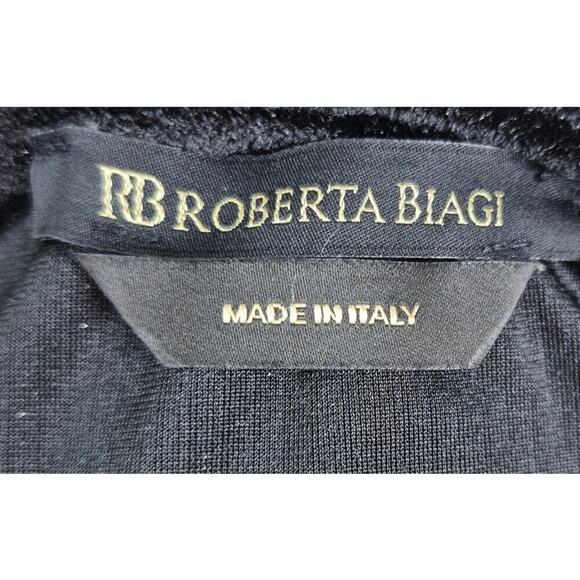 Roberta Biagi Italy ItBlack Velvet shimmer Poly blend LS Middy Top  Sz M - Picture 6 of 7